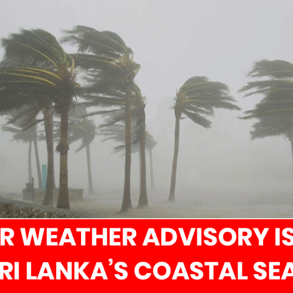 The Department of Meteorology has issued an Amber Advisory for sea areas extending from Galle to Pottuvil via Matara and Hambantota, and from Puttalam to Kankasanthurai via Mannar.