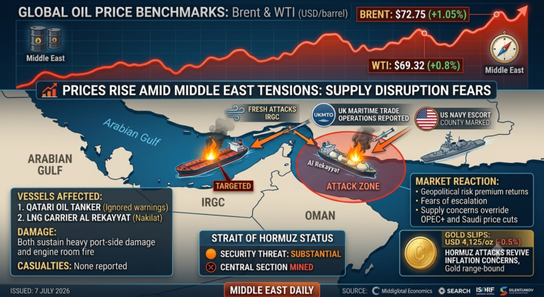 Oil Prices Rise as Tanker Attacks Near Strait of Hormuz Raise Energy Supply Concerns