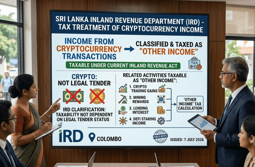 Sri Lanka to Tax Cryptocurrency Income as ‘Other Income’, Deputy Finance Minister Says