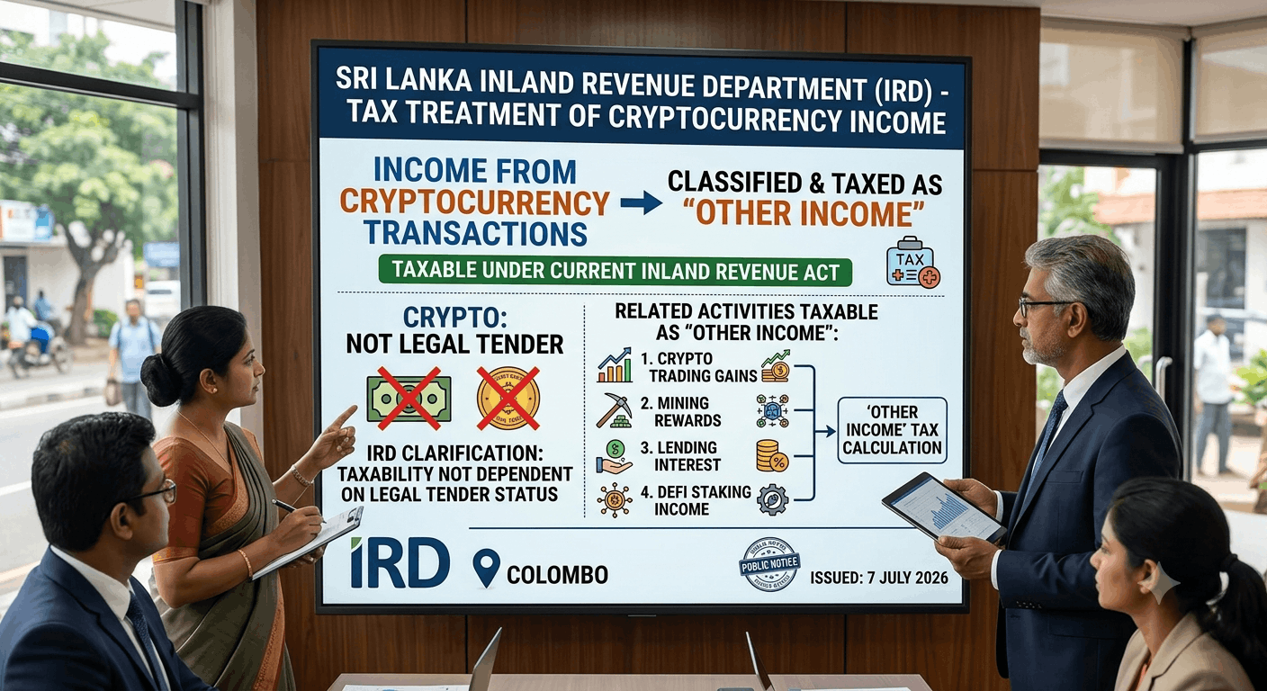 Sri Lanka to Tax Cryptocurrency Income as 'Other Income', Finance Ministry Says