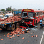 Thirteen people were injured in an SLTB bus-lorry crash in Medawachchiya, while a separate bus-motorcycle collision killed a mother and son