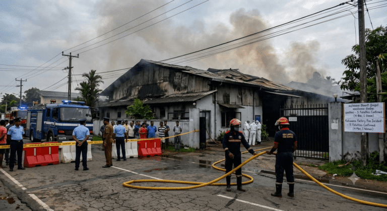 Homagama factory fire