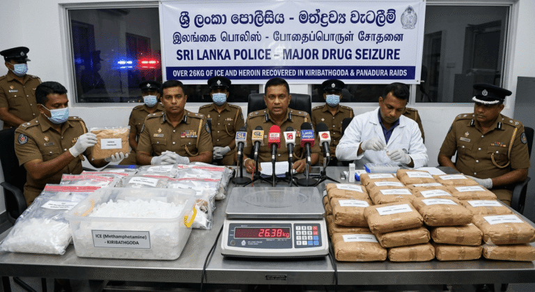 Over 26kg of Ice and Heroin Seized in Kiribathgoda and Panadura Drug Raids