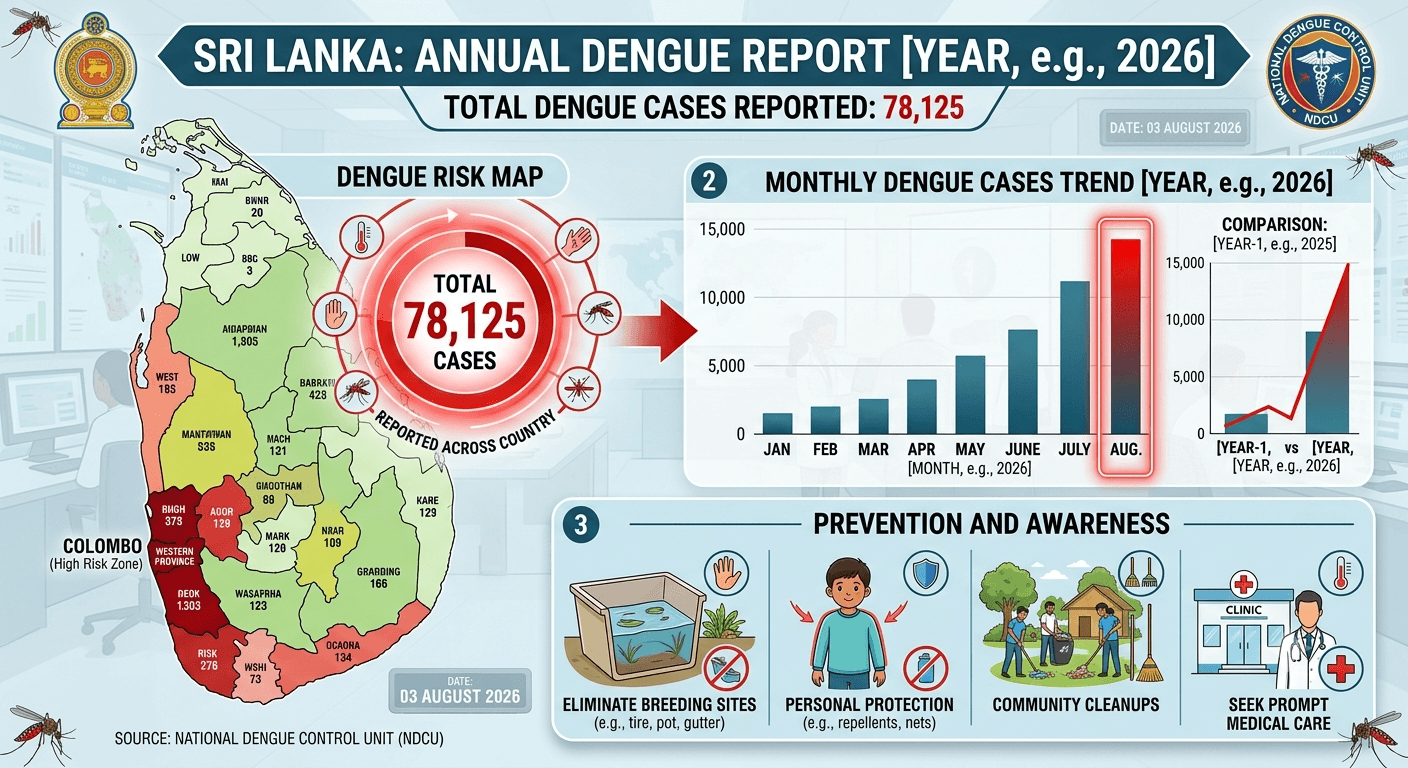 Sri Lanka Dengue Cases Rise to 77,028 as 162 MOH Divisions Remain High-Risk Zones