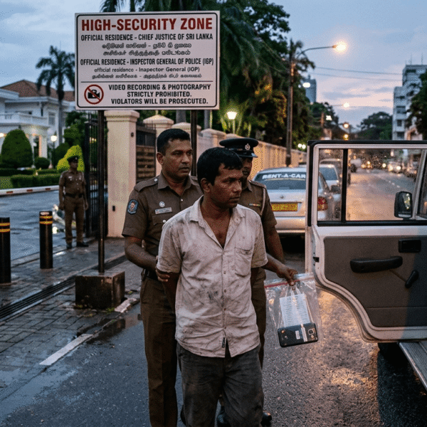 Cinnamon Gardens Police have arrested a 40-year-old rental driver accused of recording video footage near the official residences of Sri Lanka’s Chief Justice and IGP.