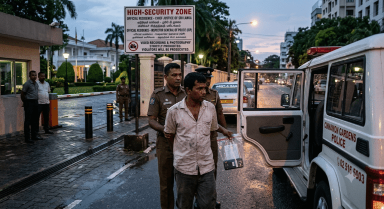 Cinnamon Gardens Police have arrested a 40-year-old rental driver accused of recording video footage near the official residences of Sri Lanka’s Chief Justice and IGP.