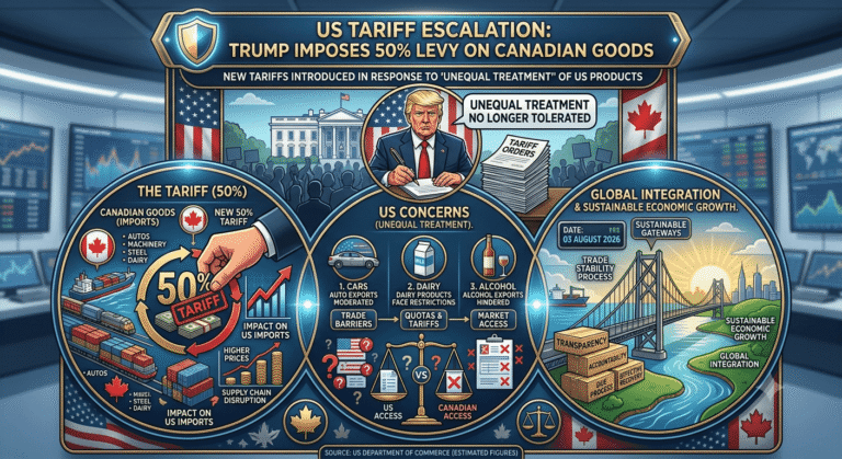 Trump Imposes 50% Tariff on Canadian Goods as US-Canada Trade Tensions Escalate
