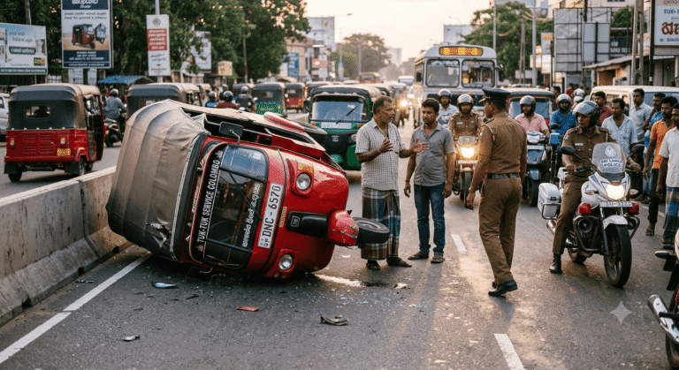 Two Dead, Three School Students Injured in Nallathanniya Three-Wheeler Accident