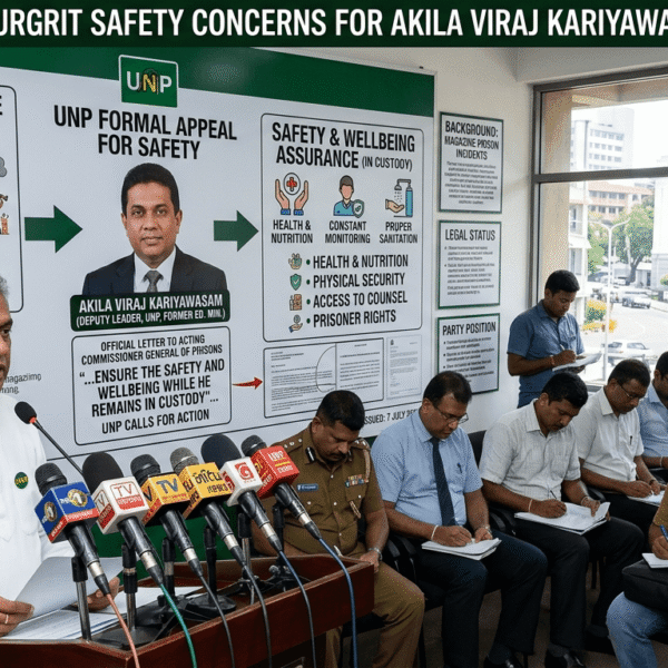 UNP Raises Safety Concerns Over Akila Viraj Kariyawasam Amid Prison Unrest