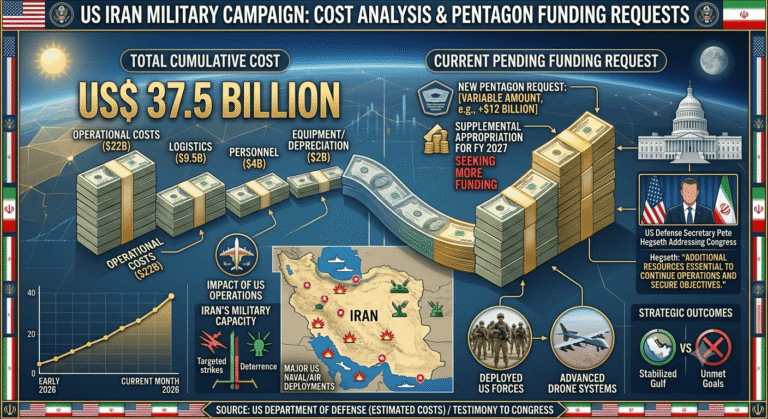 US Iran Military Campaign Costs Reach $37.5 Billion as Pentagon Seeks More Funding